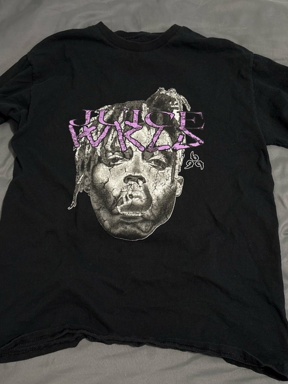 Black Graphic Short-Sleeve Tee with Purple Accent